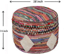 Boho Diamond Multicolor Pouf Ottoman Color Chevron Stripe Textured Bohemian Eclectic Modern Contemporary Cotton Handmade