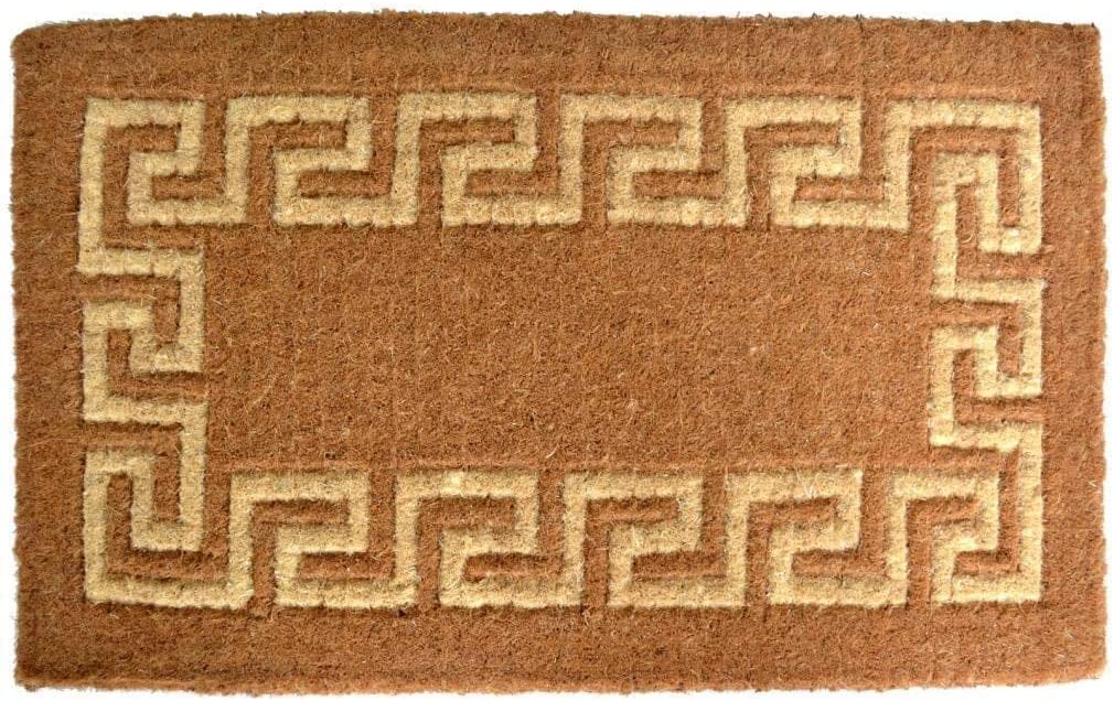 Outdoor oconut Fiber Greek Key Door Mat (2'6 X 1'6) Brown