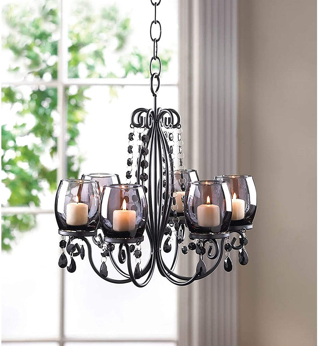 Romantic Elegant Glowing Candle Chandelier Black Clear