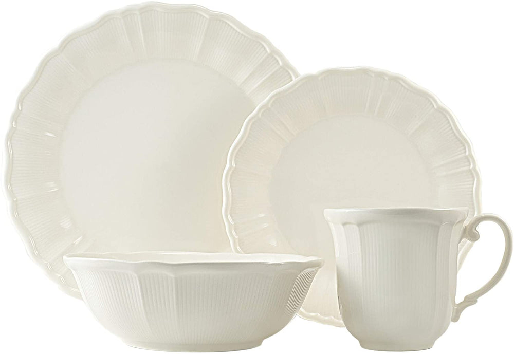 Antique White 12pc Dinner Set Off/White Solid Casual Traditional Round Stoneware 12 Piece Dishwasher Safe Microwave - Diamond Home USA