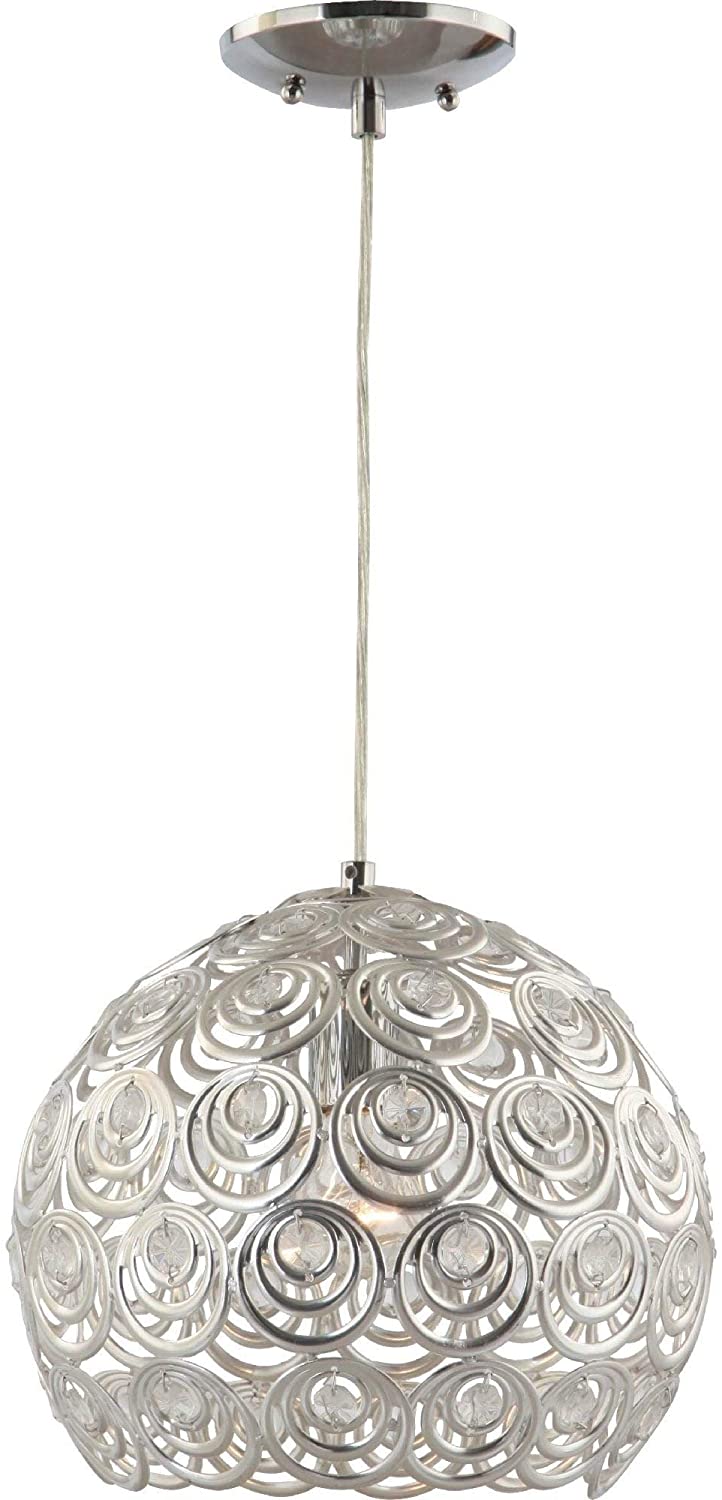 1 Light Indoor Chrome Hanging Pendant Modern Contemporary