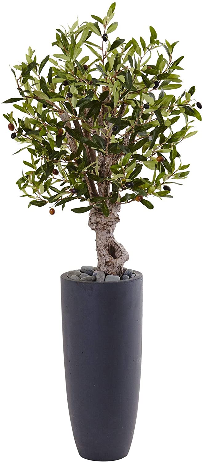 3 5 Foot Olive Tree Silk Plant Grey Cylinder