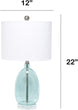 Home Oval Glass Table Lamp White Drum Shade Clear Blue Modern Contemporary