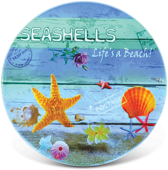 Seashells Nautical Ceramic Coaster Blue