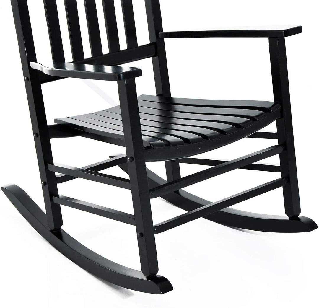 Outdoor Porch Patio Wooden Rocking Chair Black Modern Contemporary Wood Weather Resistant