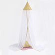 UKN Gold Sequin Round Plastic Hoop Sheer Bed Canopy White Polyester