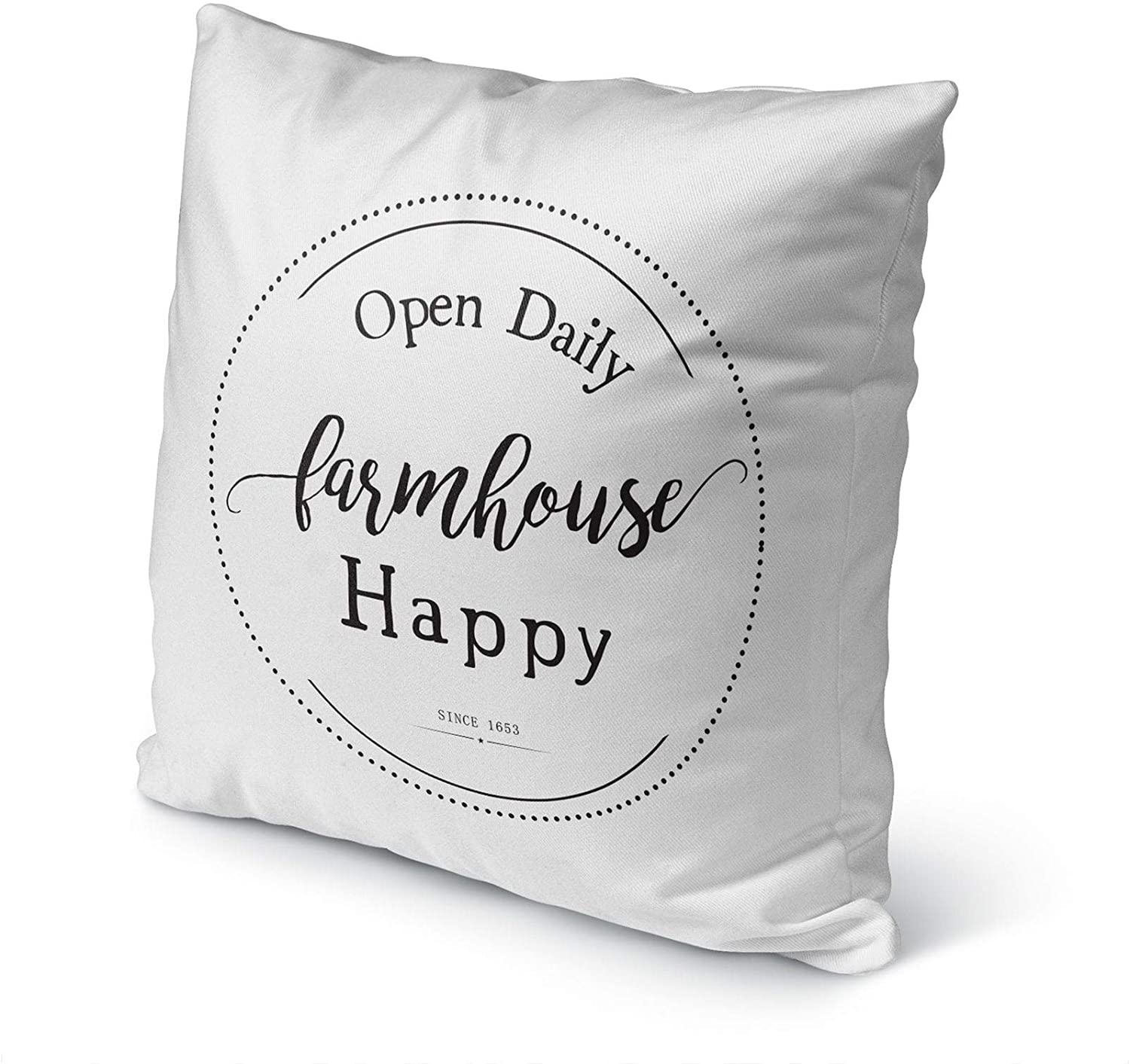 MISC Farmhouse Happy Indoor|Outdoor Pillow by 18x18 Black Farmhouse Polyester Removable Cover