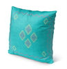 MISC Aqua Indoor|Outdoor Pillow by 18x18 Blue Geometric Southwestern Polyester Removable Cover