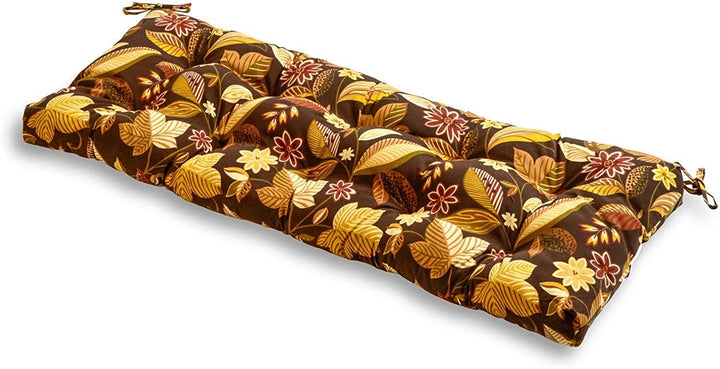 Point 18 inch X 51 inch Outdoor Floral Bench Cushion Brown Red Yellow Traditional Transitional Polyester Fade Resistant Uv Water