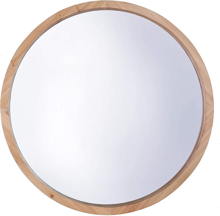 22" Natural Brown Round MDF Mirror Hooks