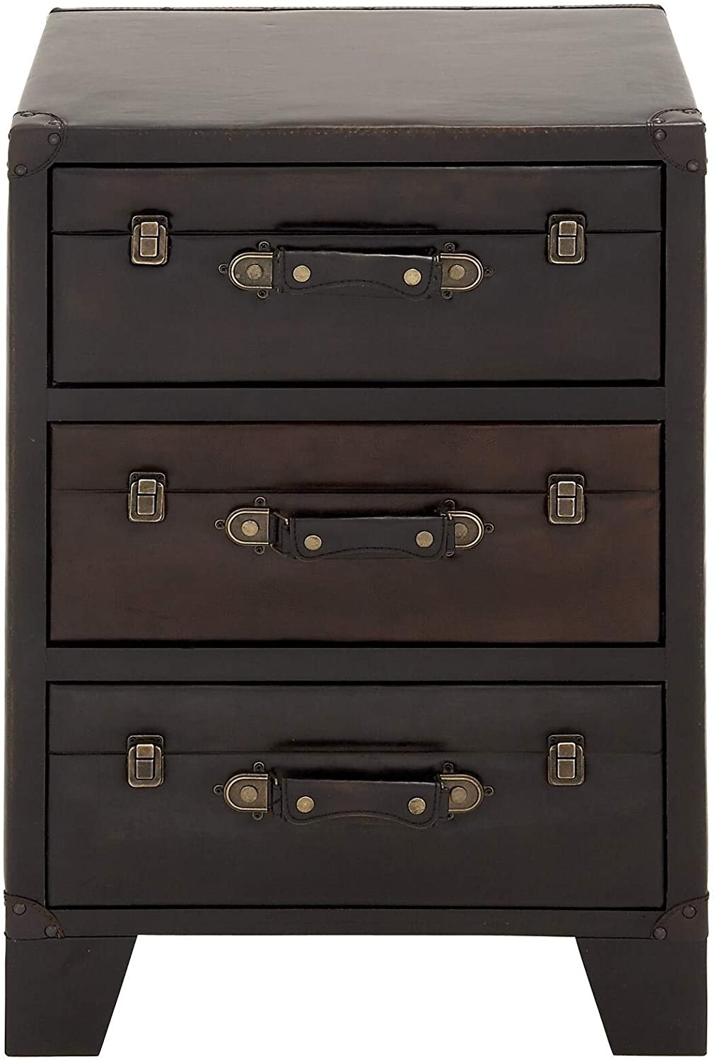 MISC Wood Faux Leather Side Cabinet (19 Inches Wide X 28 High) Brown Traditional Square Rubbed