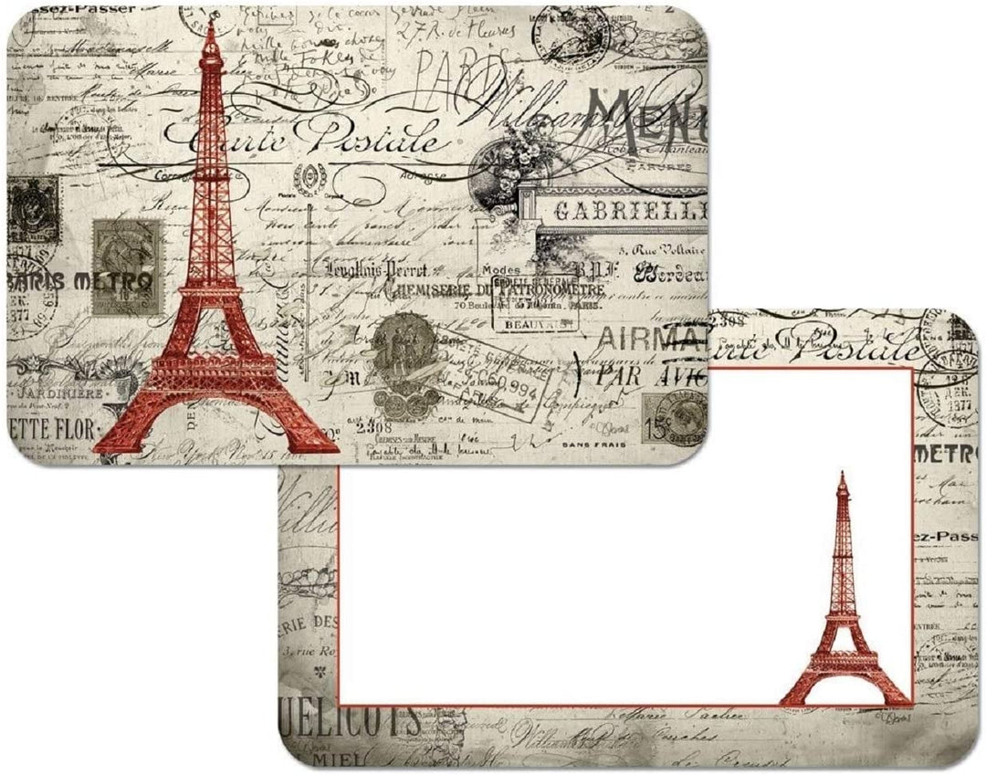 Plastic Wipe Clean Placemats Eiffel Tower Vintage Paris (Set