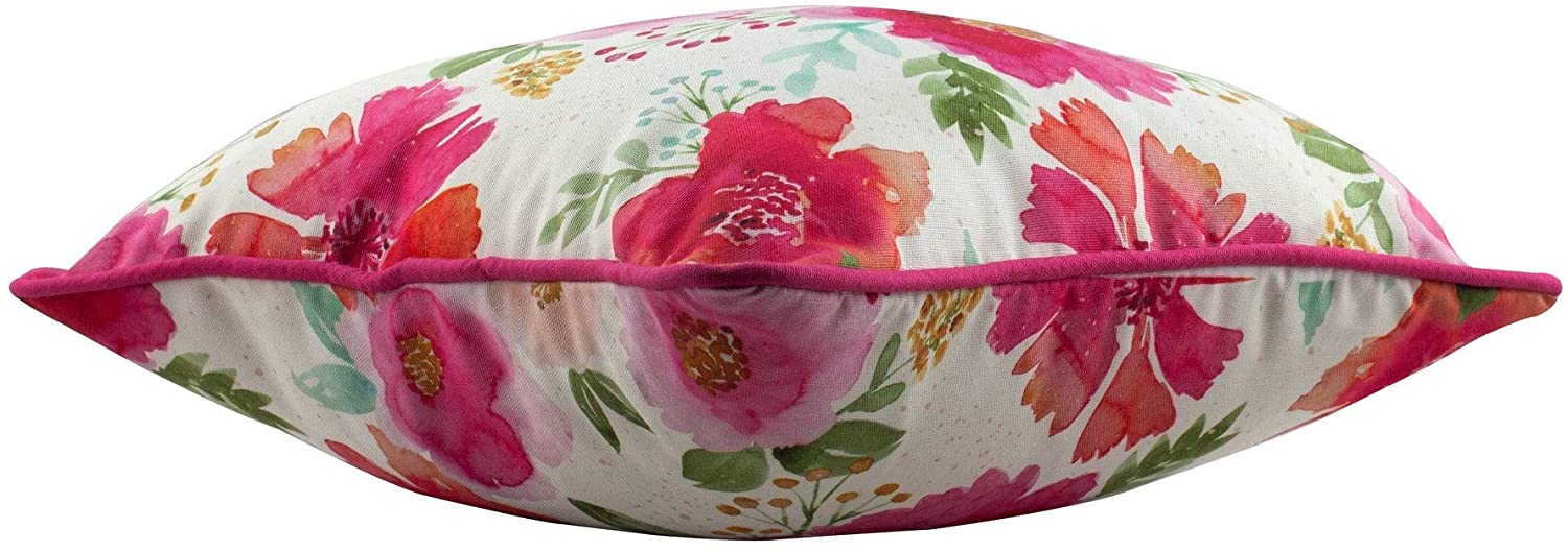 Sunset Floral Outdoor Pillow 17 Sq Piping Color Solid Modern Contemporary Fabric Water Resistant