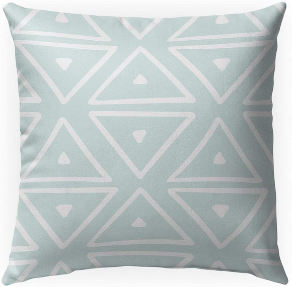 Big Triangles Mint Indoor|Outdoor Pillow by 18x18 Green Geometric Southwestern Polyester Removable Cover