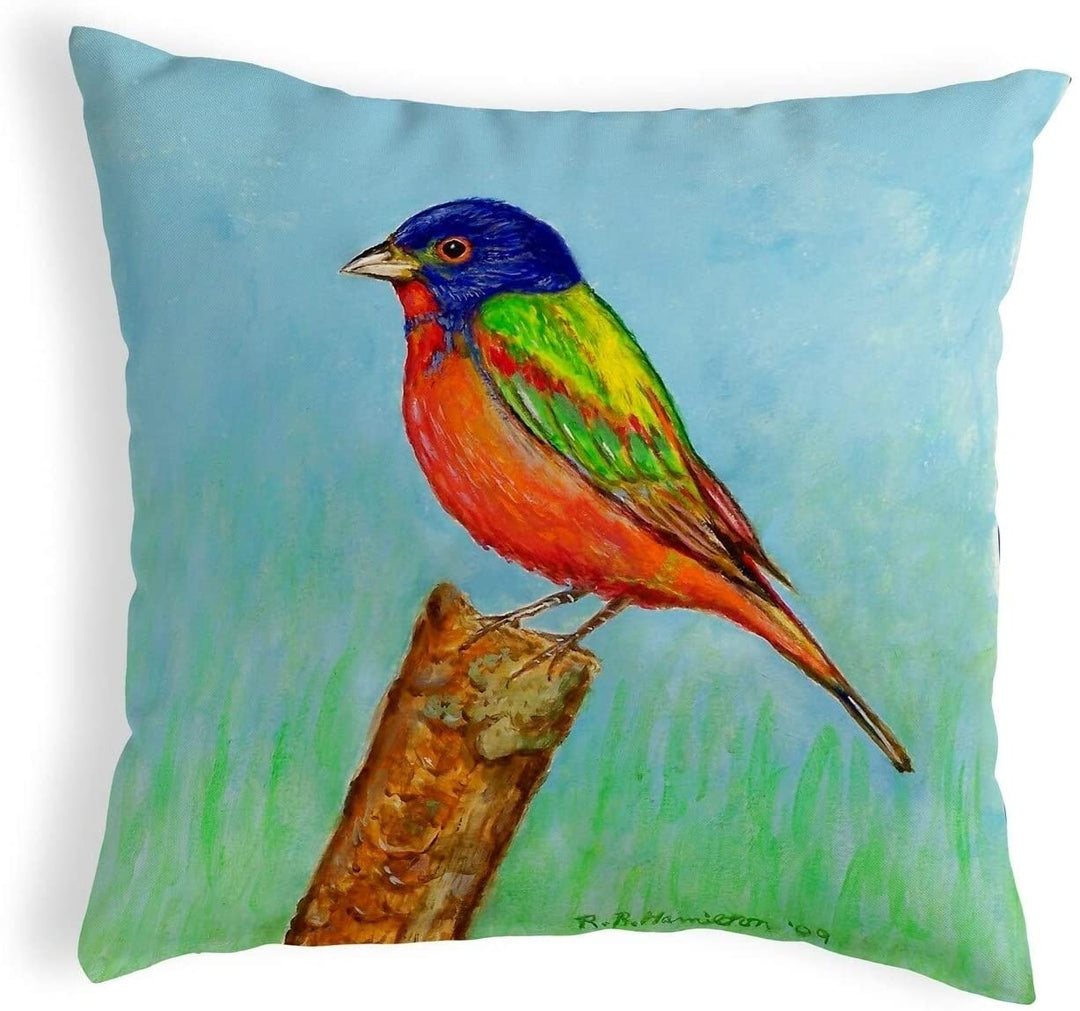 Painted Bunting Small No Cord Pillow 12x12 Color Graphic