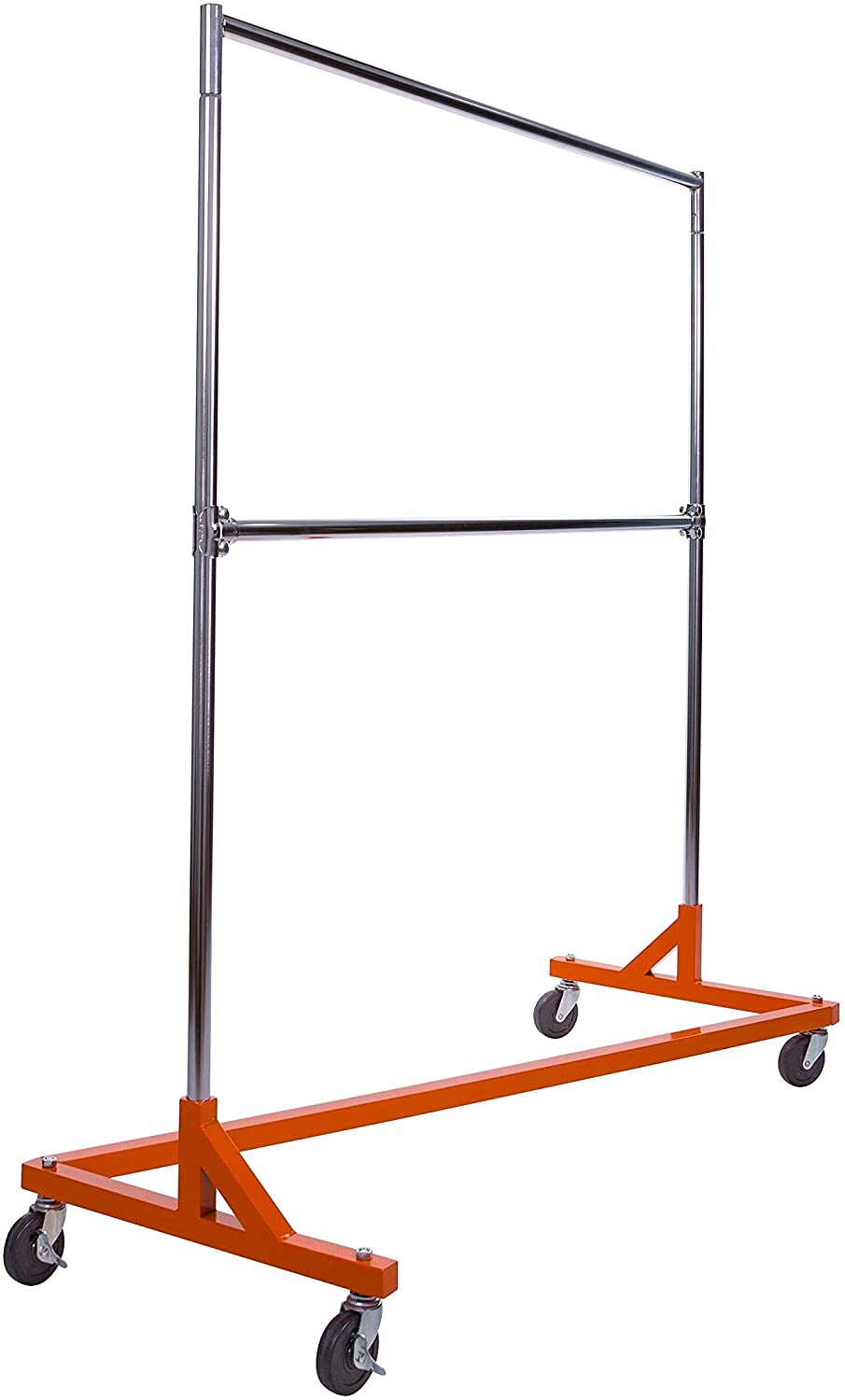 Rolling Garment Rack Orange Chrome Uprights Add