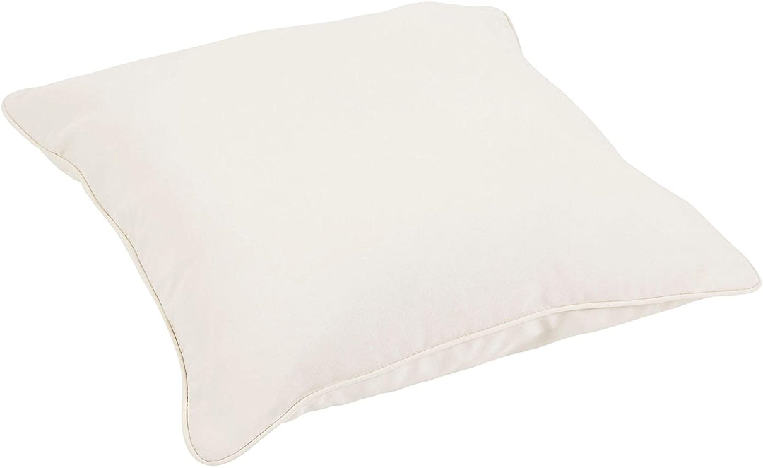 Canvas Natural Single Back Pillow Corded White Solid