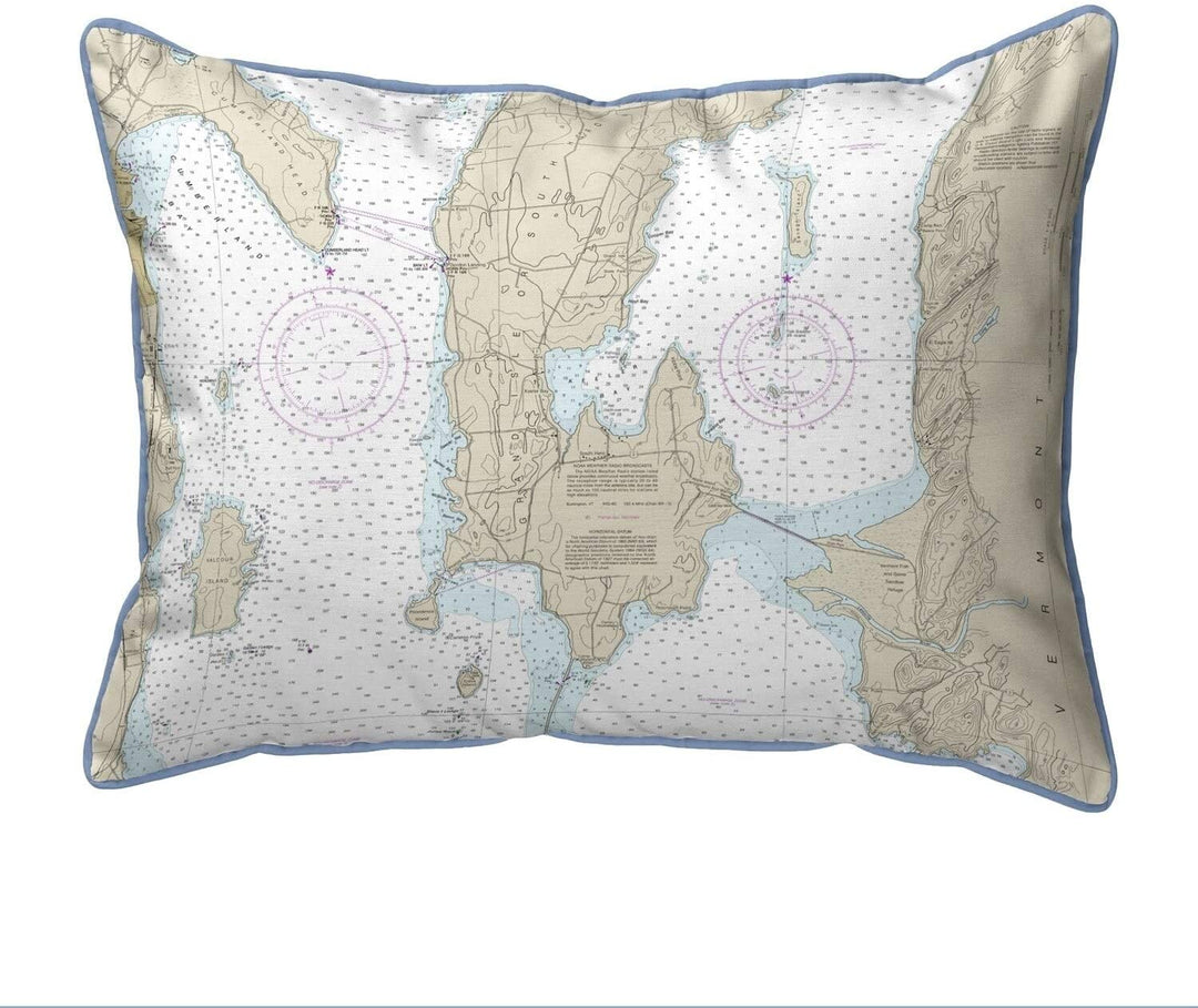 South Hero Island Vt Nautical Map Small Pillow 11x14 Color