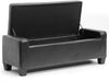Leather Storage Ottoman Black Modern Contemporary Square Bonded Foam Wood Made Order