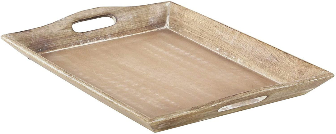 Set 2 Traditional 3 Inch Wooden Serving Trays by Brown Solid Rectangle Wood Piece - Diamond Home USA