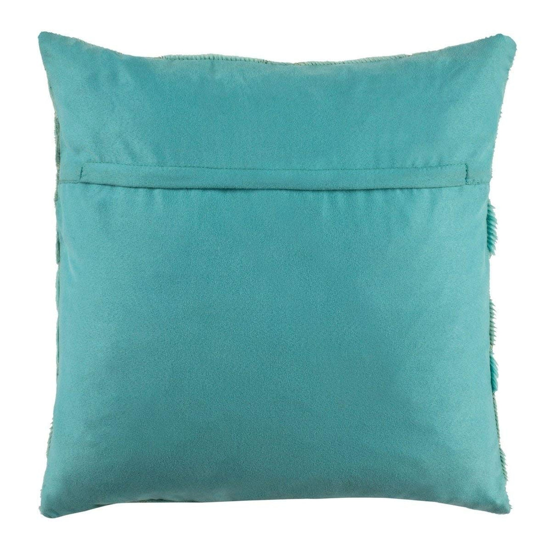 Modern Teal Blue Scalloped Scale Pattern Cowhide Pillow Textured Fuzzy Glam Decorative Accent Pillow Indoor Soft Suede Square Sofa Cushion 20x20