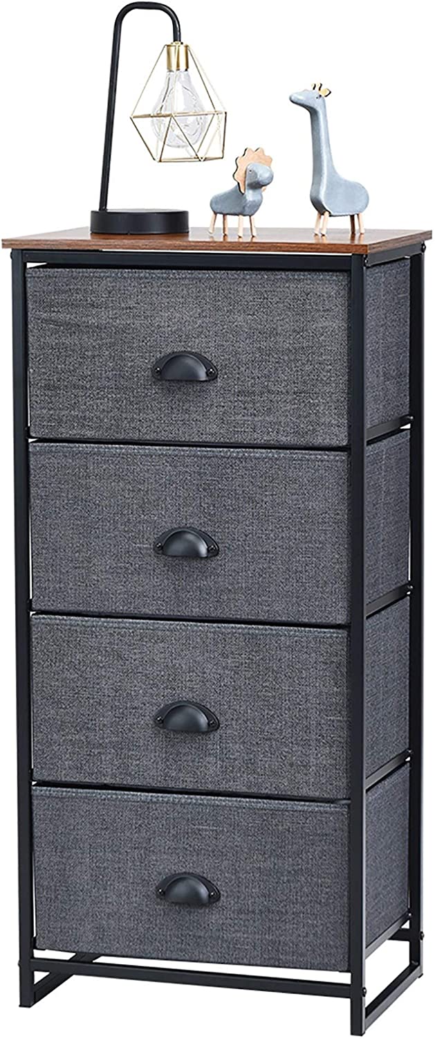 Dresser Storage Tower Nightstand 4 Drawers Black Modern