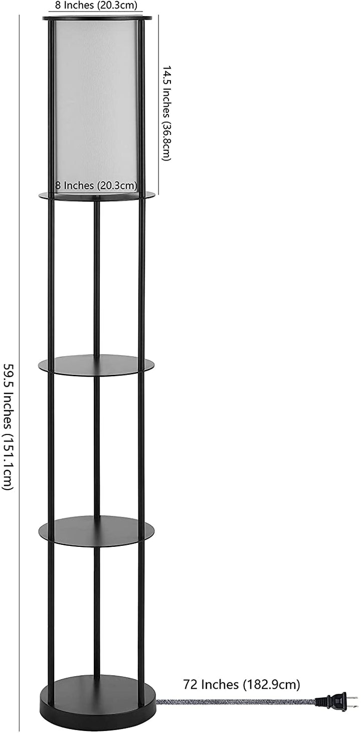 Lighting Black Iron 60 inch 2 Shelf Led Floor Lamp 10" W X L 59 5" H Modern Contemporary Bulbs Included - Diamond Home USA