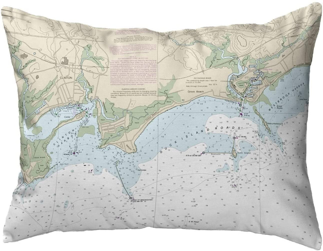 Ct Nautical Map Noncorded Pillow Color Graphic Coastal