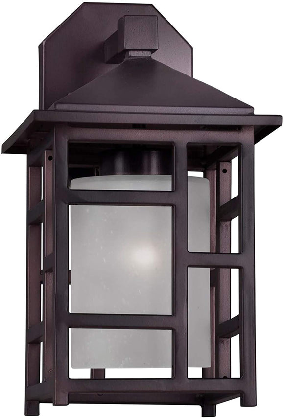 UKN 1 Light Antique Bronze Outdoor Wall Lantern Frosted Seeded Glass Brown Traditional Includes Hardware
