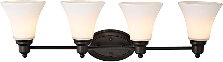 4 Light Oil Rubbed Bronze Bath/Vanity Fixture Brown Farmhouse Transitional Glass Steel Includes Hardware - Diamond Home USA