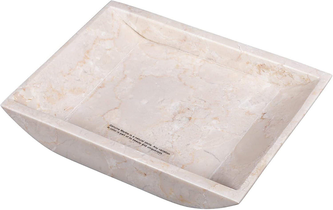 Champagne Marble 7 7/8" X 6" Boat Shaped Candle Holder Plate Glossy Finish Beige