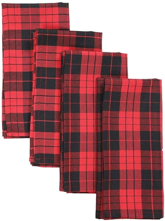 Holiday Plaid Napkins 20 20 inch Set 4 Red Square Cotton Blend