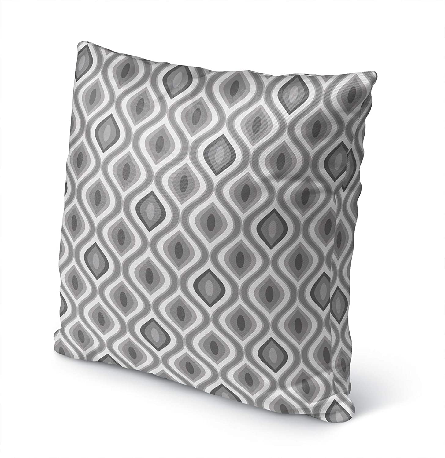 Grey Ikat Indoor/Outdoor 18 inch Throw Pillow by Modern Contemporary Polyester Removable Cover
