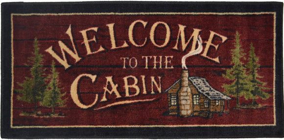 Welcome Cabin' Nonskid Kitchen Accent Mat Rug Red 1'8