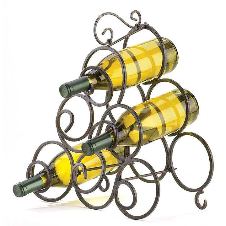 Brown 6bottle Wine Rack Modern Countertop Wine Rack Holder Storage Novelty Spirals Contemporary Wrought Iron