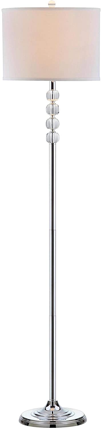 Crystal Glam Floor Lamp 60" Orbs Reading Light White Shade Metal Standing Lamp Modern Bedroom Living Reading Room