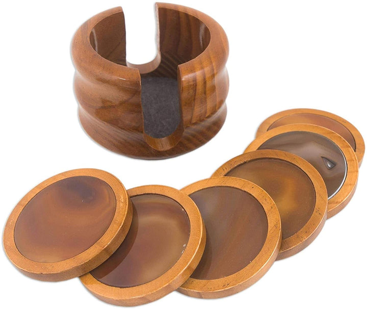 Mystery Cedar Coasters (Set 6) Brown Wood