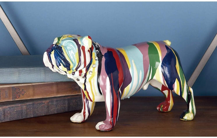 Rainbow Bulldog Figure Brown Green Purple