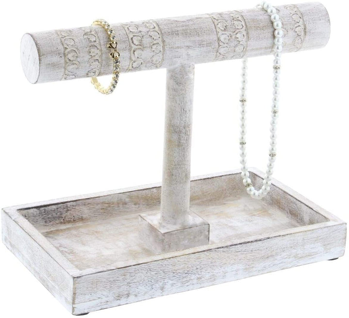 Wood Jewelery Holder 12 Inches Wide 10 High White