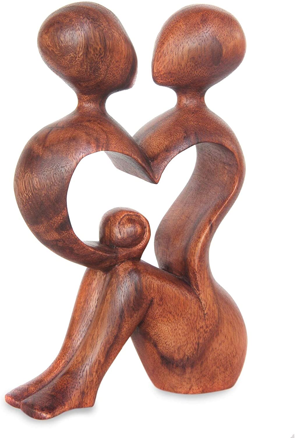 Handmade ' Heart Shared by Two' Wood Sculpture (Indonesia)