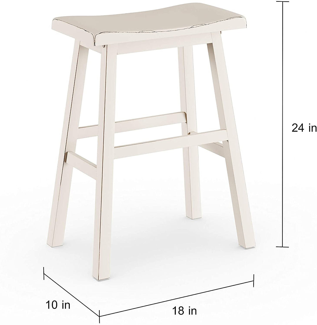 Sea White Non Swivel Counter Stool Farmhouse Wood Footrest