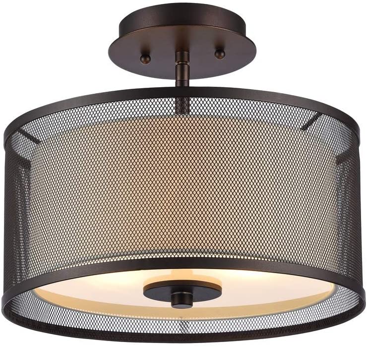 Transitional 2 Light Oil Rubbed Bronze Flush Mount Brown