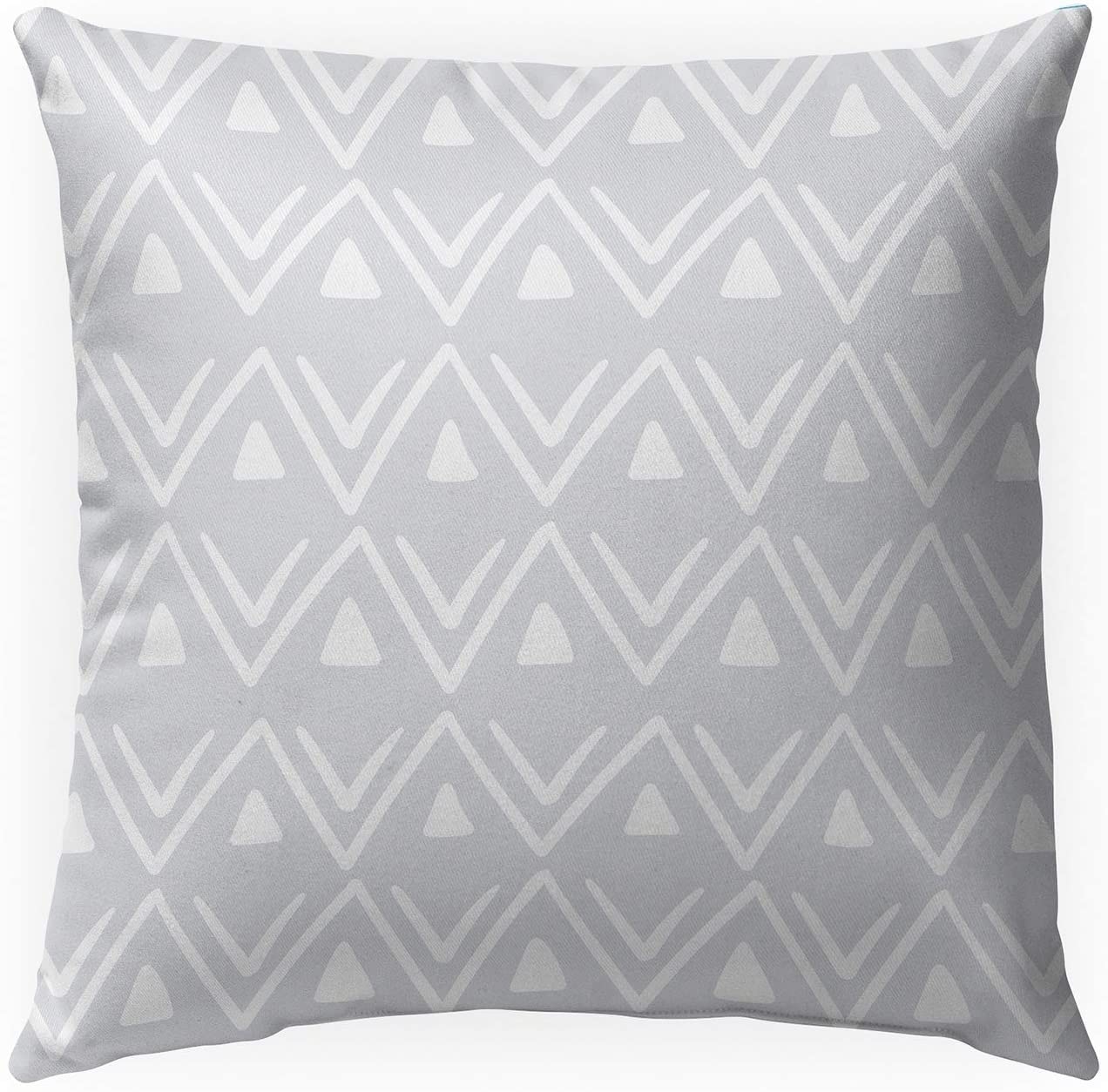 MISC Etched Zig Zag Grey Indoor|Outdoor Pillow by 18x18 Grey Geometric Southwestern Polyester Removable Cover