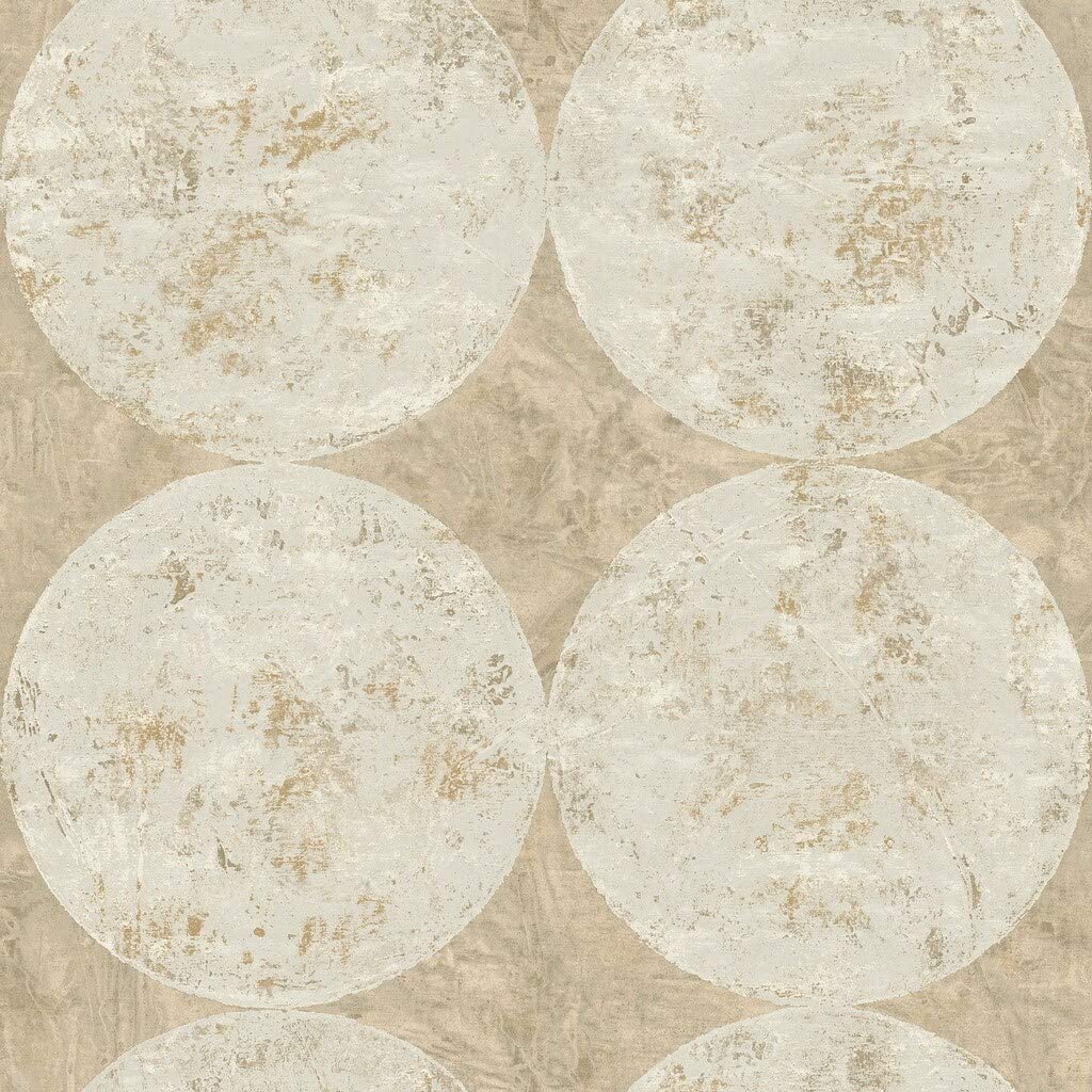 Circles/Faux/Texture Wallpaper Taupe Off/White Brown