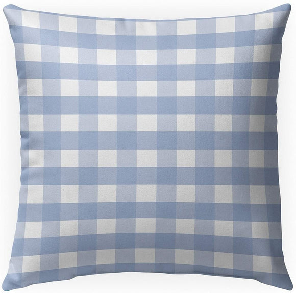 Gingham Dream Indoor|Outdoor Pillow by 18x18 Blue Plaid Modern Contemporary Polyester Removable Cover