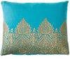 Handmade Teal Decorative Accent Pillow Blue Gold Green Modern Contemporary