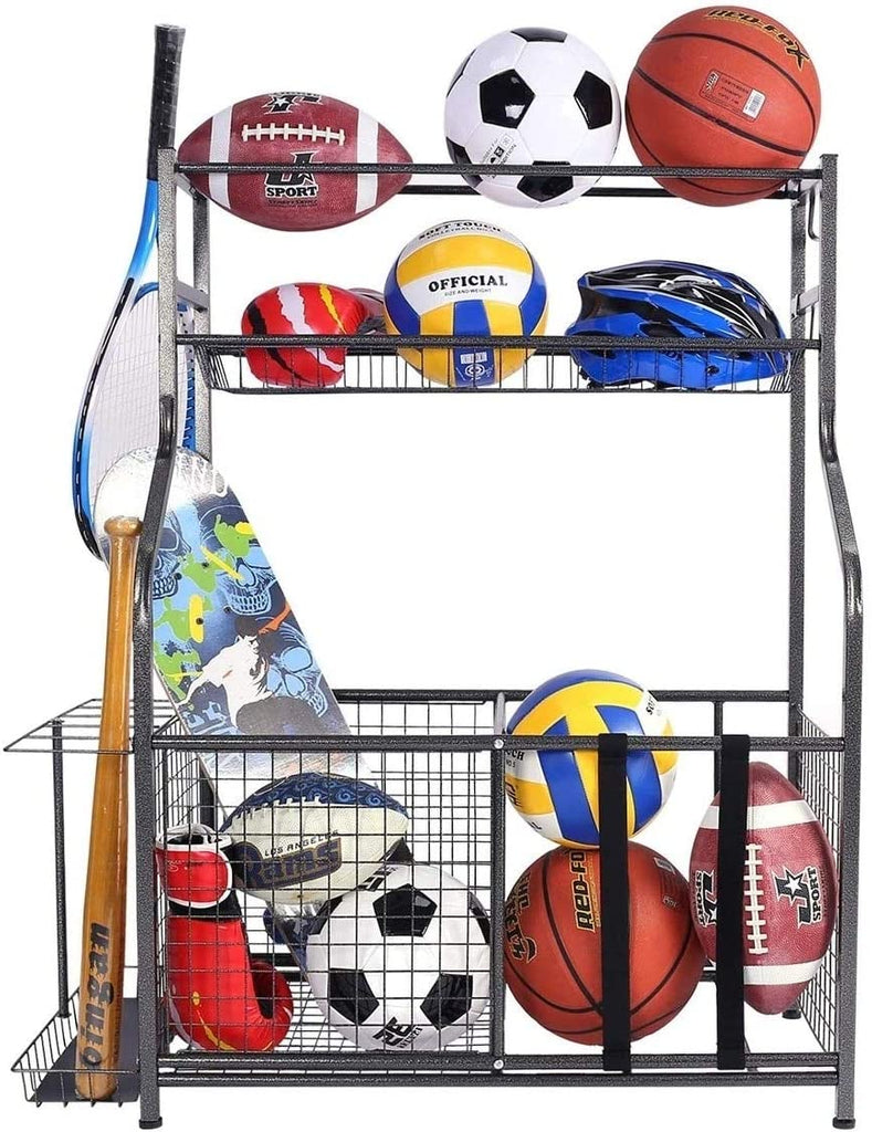 MISC Sports Equipment Garage Organizer Sport Balls Storage Rack Black Steel Stainless Top