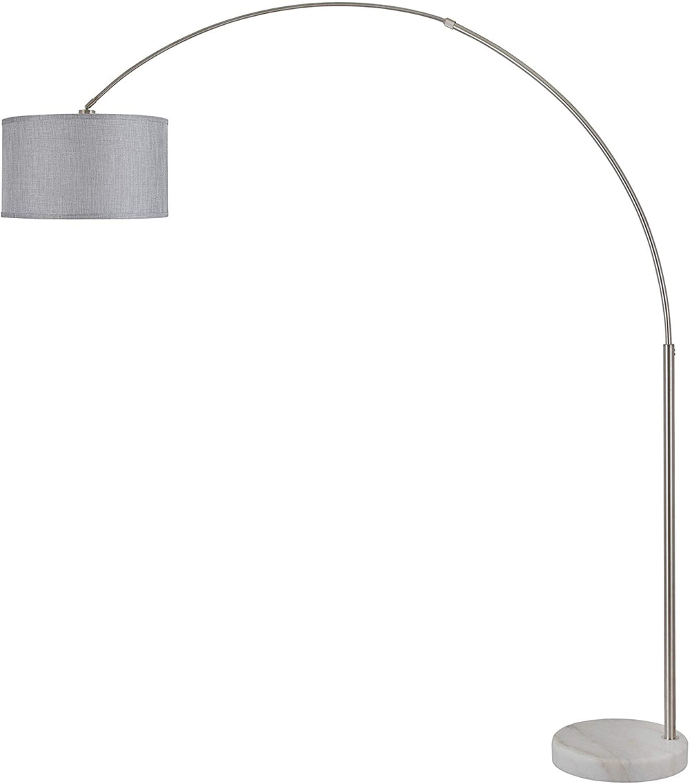 Steel Adjustable Arching 81" Floor Lamp Grey Extra Large Shade Modern Contemporary Nickel - Diamond Home USA