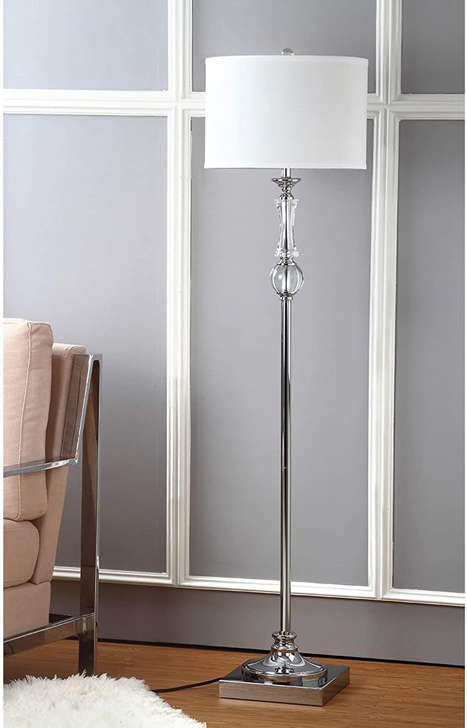 Lighting 60 inch Crystal Floor Lamp Silver Modern