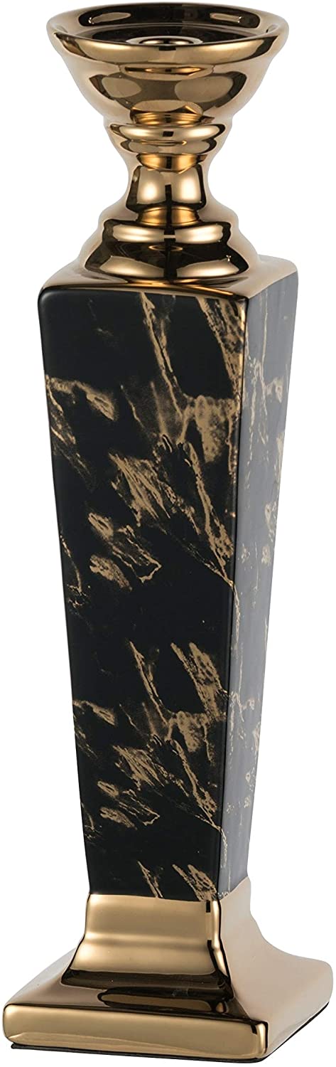 Gloss Black Gold 15 inch Modern Chic Candle Holder